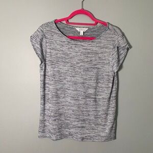 Market & Spruce Striped Short Sleeve Button Back Top Women's Medium